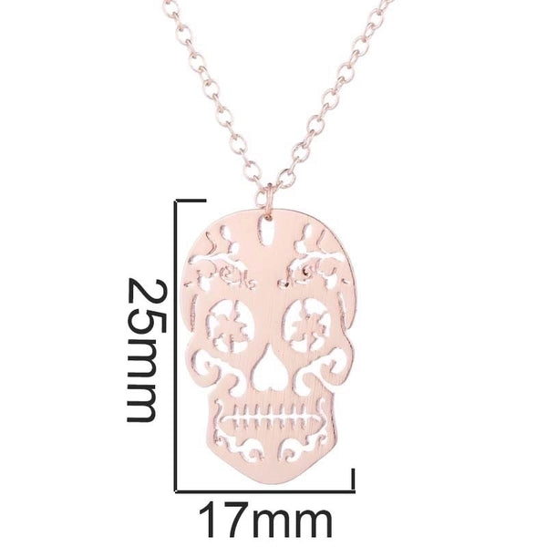 Stainless Steel Retro Plating Skull Pendant Necklace