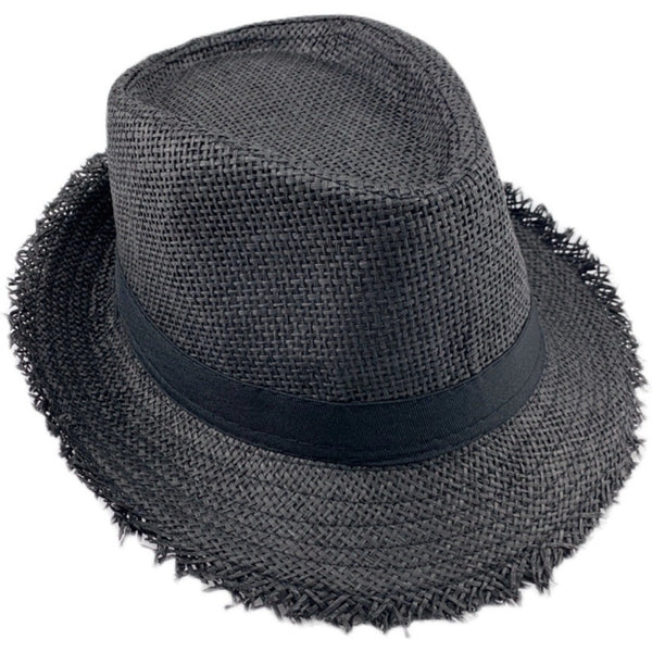 Summer Hat Breathable Raw Edge Straw Hat Retro Jazz Hat Small Top Hat