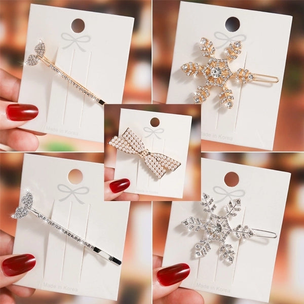 Sweet Snowflake Alloy Rhinestone Handmade Hair Clip