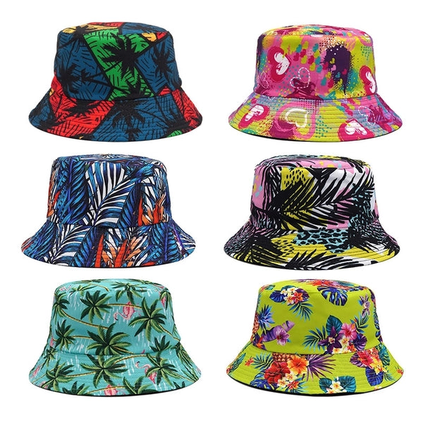 Unisex Basic Graffiti Printing Flat Eaves Bucket Hat