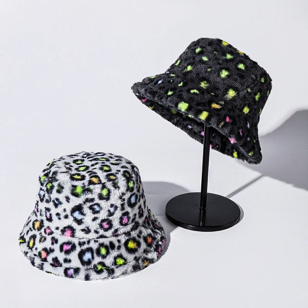 Unisex Basic Retro Classic Style Leopard Wide Eaves Bucket Hat