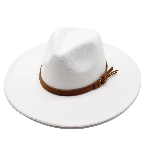 Unisex British Style Solid Color Flat Eaves Fedora Hat