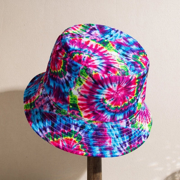 Unisex Casual Hip-hop Tie Dye Wide Eaves Bucket Hat