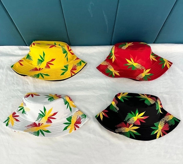 Unisex Casual Simple Style Plant Printing Wide Eaves Bucket Hat