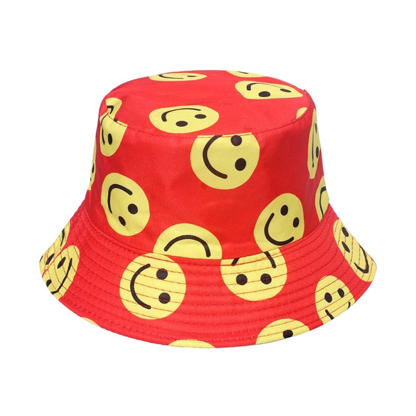 Unisex Casual Smile Face Flat Eaves Bucket Hat