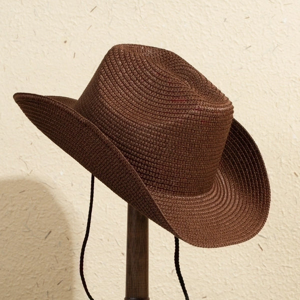 Unisex Casual Solid Color Wide Eaves Straw Hat