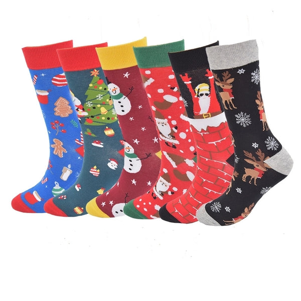 Unisex Christmas Cartoon Cotton Crew Socks A Pair