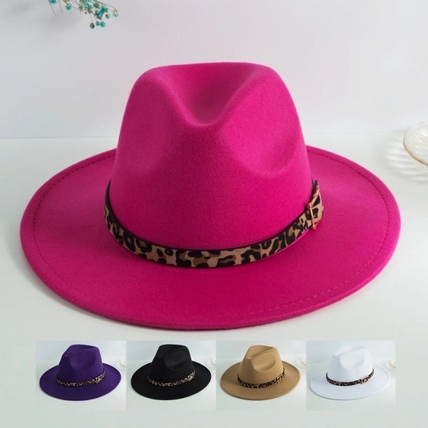 Unisex Elegant British Style Solid Color Big Eaves Flat Eaves Fedora Hat