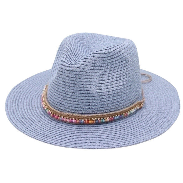 Unisex Ethnic Style Colorful Beaded Big Eaves Straw Hat