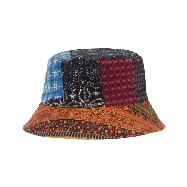 Unisex Ethnic Style Lattice Flowers Flat Eaves Bucket Hat