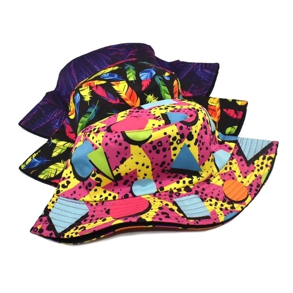 Unisex Fashion Geometric Printing Flat Eaves Bucket Hat