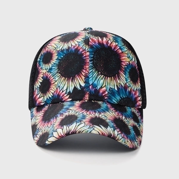 Unisex Fashion Printing Color Block Flower Baseball Cap