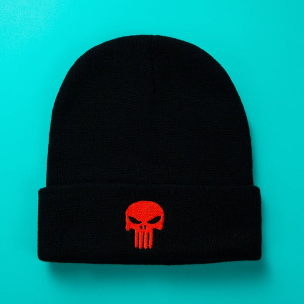 Unisex Fashion Skull Embroidery Crimping Wool Cap