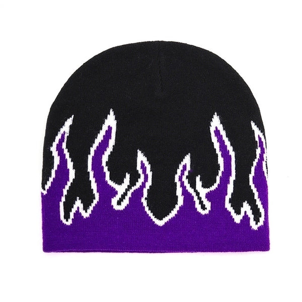 Unisex Hip-hop Flame Wool Cap