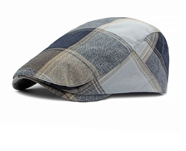 Unisex Retro British Style Plaid Curved Eaves Beret Hat