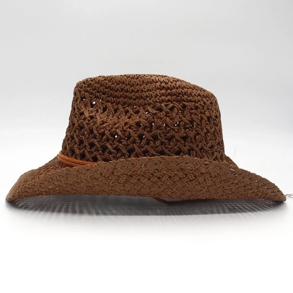 Unisex Retro Solid Color Big Eaves Straw Hat