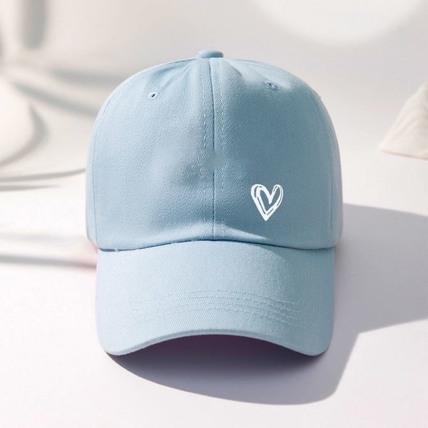 Unisex Simple Style Heart Shape Printing Curved Eaves Baseball Cap