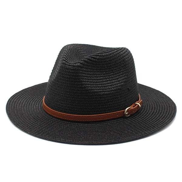 Unisex Simple Style Solid Color Flat Eaves Straw Hat