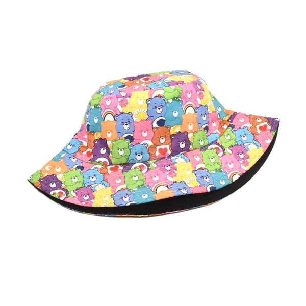 Unisex Streetwear Cartoon Bear Printing Flat Eaves Bucket Hat