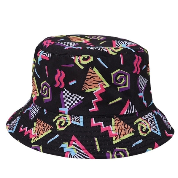 Unisex Streetwear Cartoon Printing Hollow Out Flat Eaves Bucket Hat