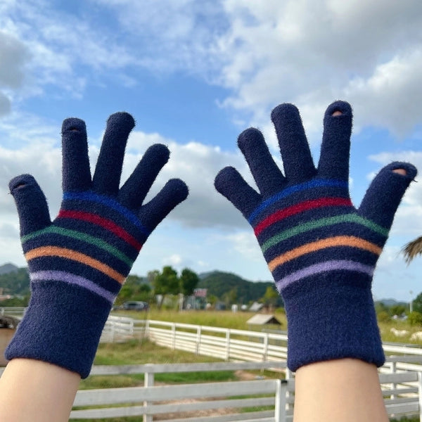 Unisex Vintage Style Stripe Gloves 1 Pair