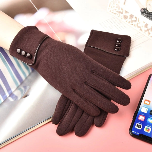 Velvet-free Gloves Velvet-lined Autumn And Winter Warm Gloves Touch Screen Women's Cotton Students Cycling Driving Outdoor Cycling Gloves