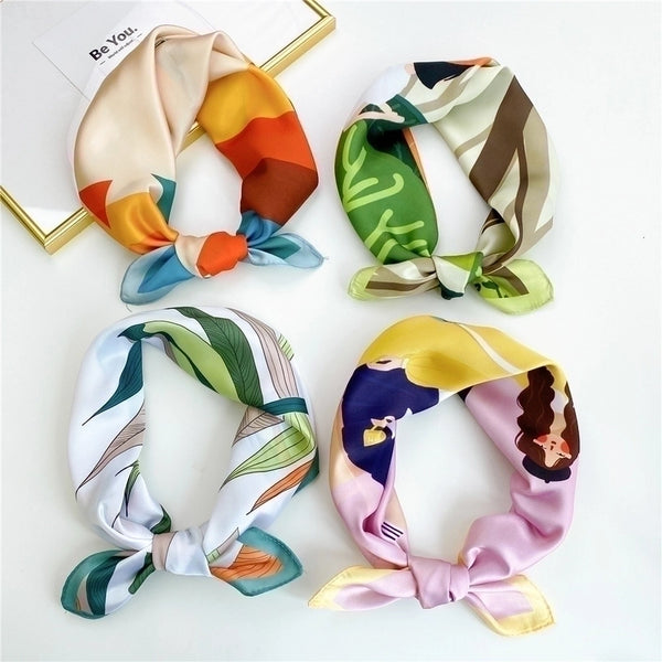 Wholesale Fashion Contrast Color Printing Small Square Scarf