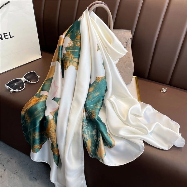 Wholesale Ink Lotus Silk Scarf Multi-function Sunscreen Scarf