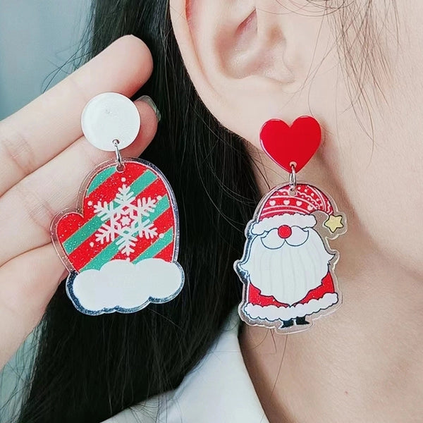 Wholesale Jewelry Simple Style Snowflake Arylic Printing Earrings