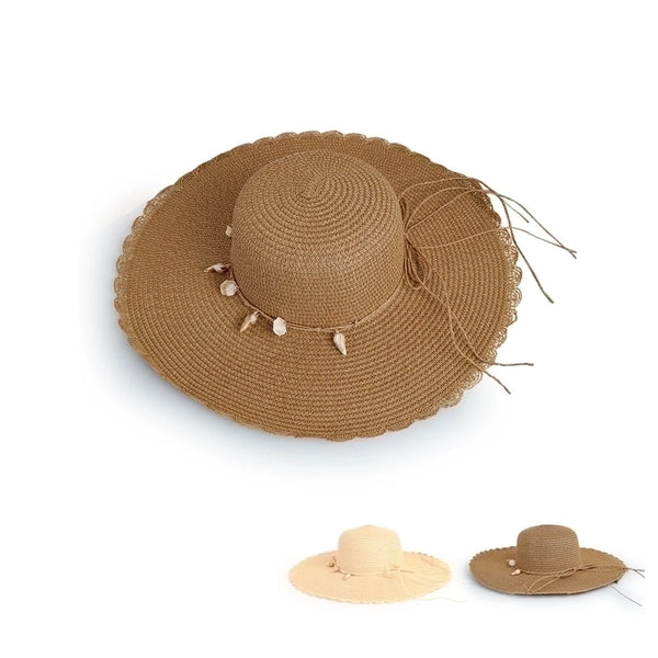 Wholesale Wide-brimmed Sunshade Shell Lace Straw Hat