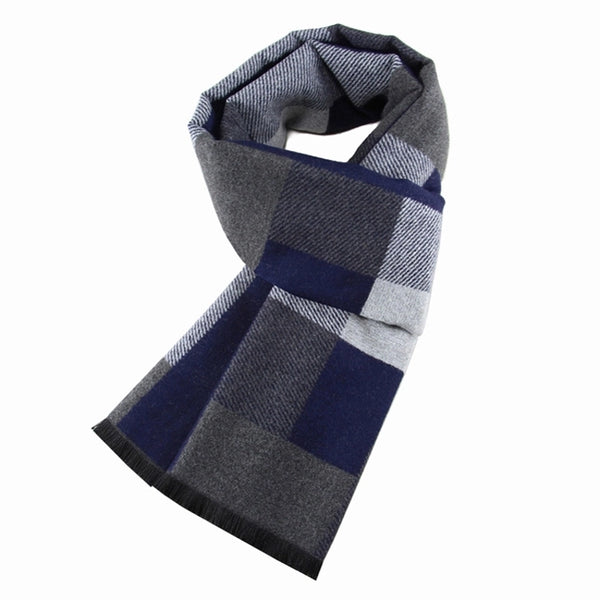 Winter New Men's Scarf Jacquard Velvet Fashion  Boys' Scarf Imitation Wool Plaid Scarf For Men