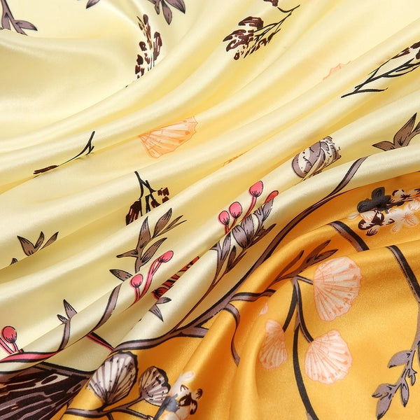 Women's Basic Lady Simple Style Flower Satin Printing Silk Scarf