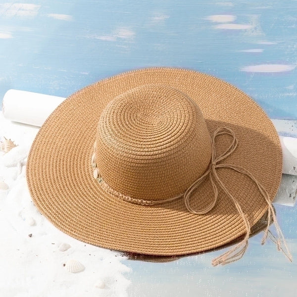 Women's Beach Shell Wide Eaves Straw Hat