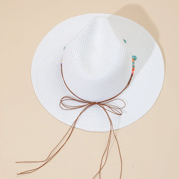 Women's Beach Solid Color Wide Eaves Straw Hat