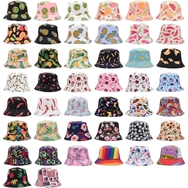 Women's Cartoon Style Cute Simple Style Plant Printing Bucket Hat