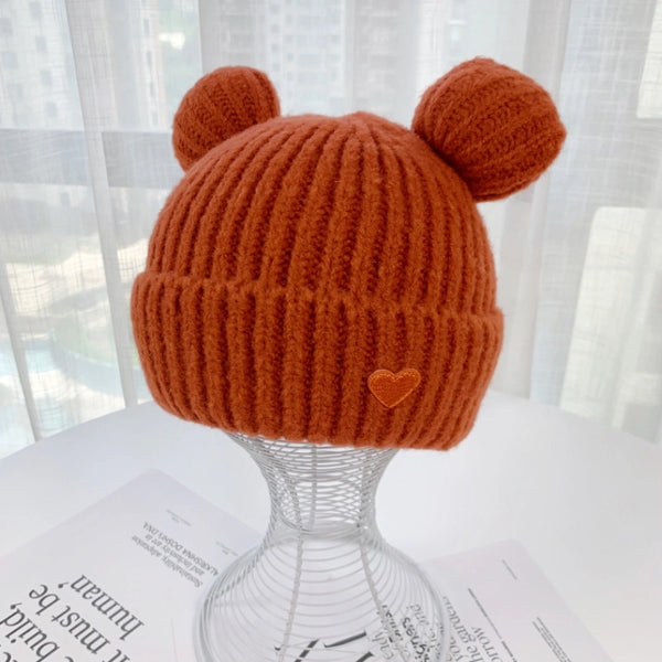 Women's Casual Cartoon Style Heart Shape Solid Color Eaveless Wool Cap