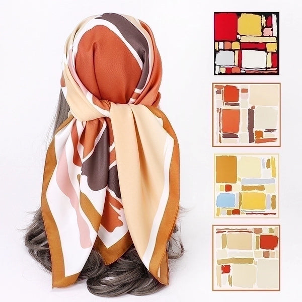 Women's Casual Color Block Twill Silk Scarf