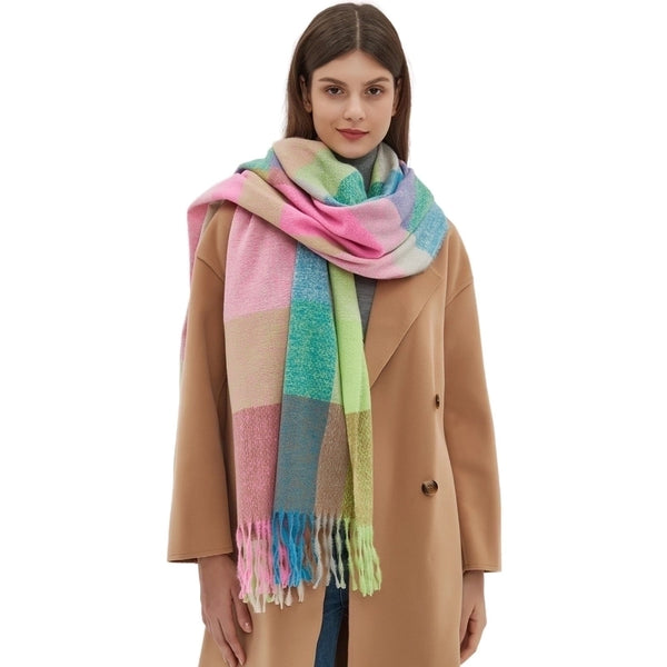 Women's Casual Simple Style Lattice Polyester Tassel Scarf