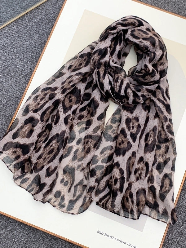 Women's Casual Vacation Leopard Rayon Polyester Printing And Dyeing Printing Dyeing Silk Scarf