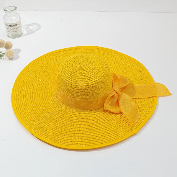 Women's Casual Vacation Solid Color Big Eaves Straw Hat