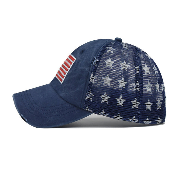 Women's Classic Style American Flag Embroidery Curved Eaves Baseball Cap