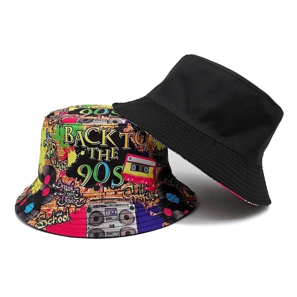 Women's Classic Style Printing Printing Flat Eaves Bucket Hat