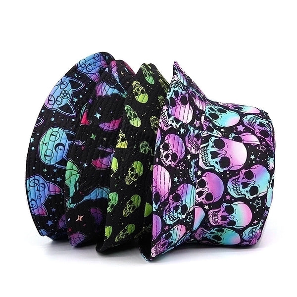 Women's Commute Skull Printing Flat Eaves Bucket Hat