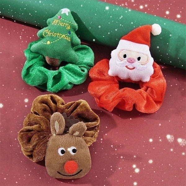 Women's Cute Christmas Modern Style Christmas Tree Santa Claus Cloth Hair Tie