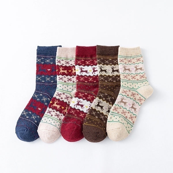 Women's Cute Elk Wool Crew Socks