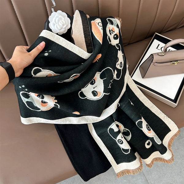 Women's Cute Panda Imitation Cashmere Polyester Scarf