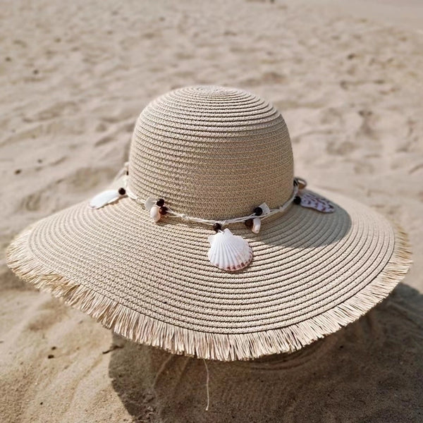 Women's Cute Sweet Shell Big Eaves Straw Hat