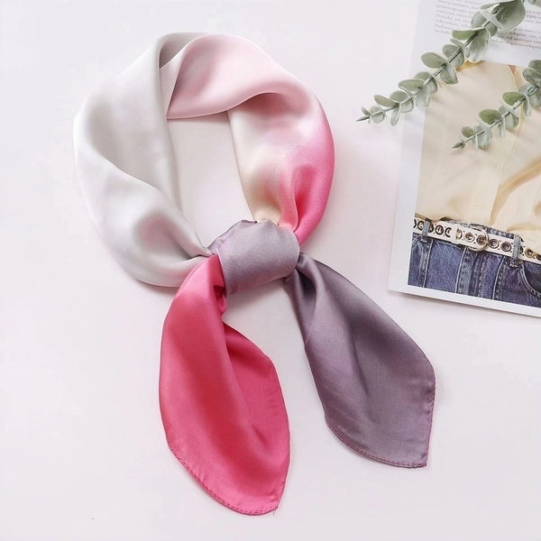 Women's Elegant Basic Color Block Polyester Printing Silk Scarf