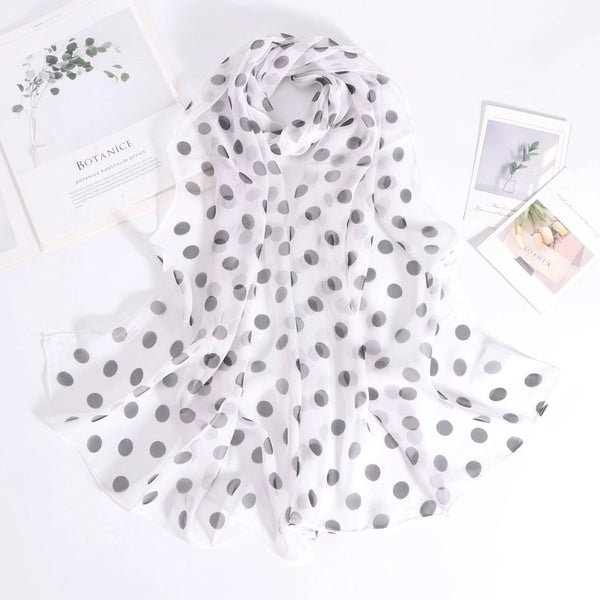 Women's Elegant Basic Simple Style Polka Dots Georgette Printing Silk Scarf