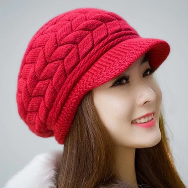 Women's Elegant Basic Twist Curved Eaves Wool Cap